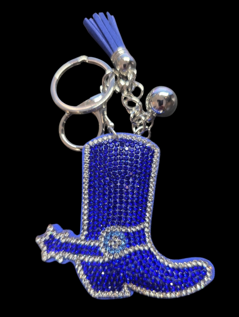 Blue Rhinestone Boot Bag Charm Keychain